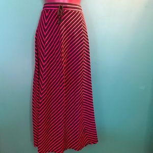 Talbots MAXI SKIRT- Navy and Hot Pink Stripes